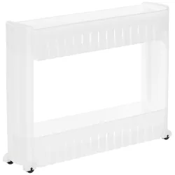 Solimo 2-Tier Plastic Rolling Storage Rack