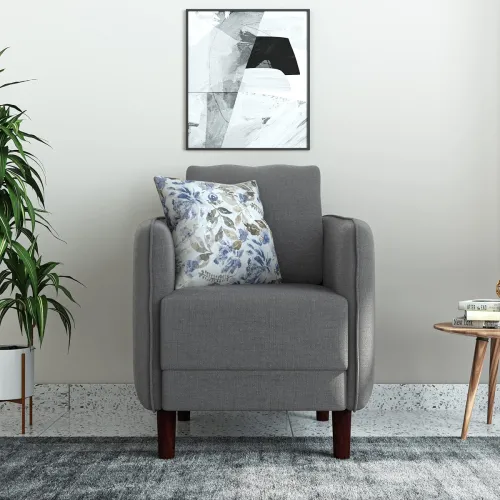Image of Solimo Artane 1 Seater Sofa (Fabric, Steel Grey)