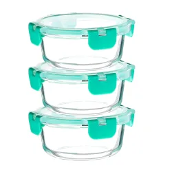 Solimo Borosilicate Container with Detachable Lid (440ml Each) PO3