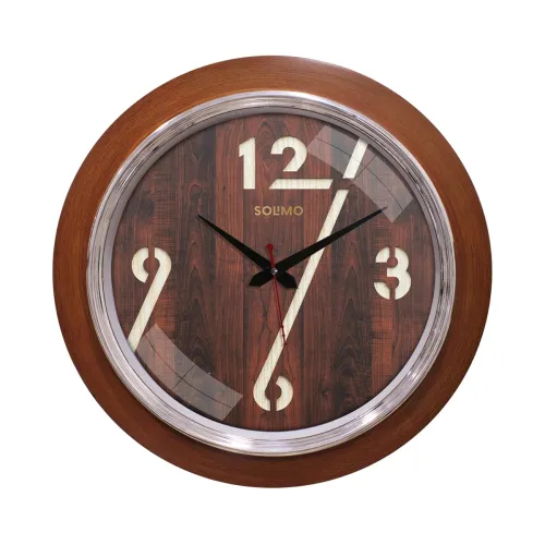 Image of Solimo Classic Numbers Wall Clock 16 Inch Brown