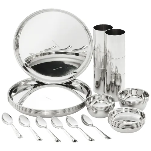 Image of Solimo Dinner Set, Stainless Steel, 36 Pieces