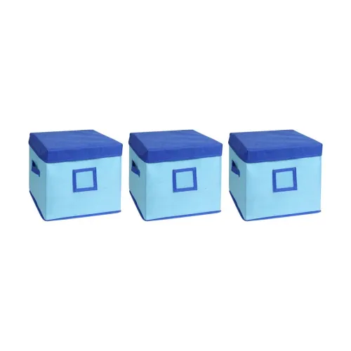Image of Solimo Fabric Square Storage Box with Lid PO3