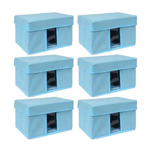 Image of Solimo Fabric Storage Box, Medium, Set of 6