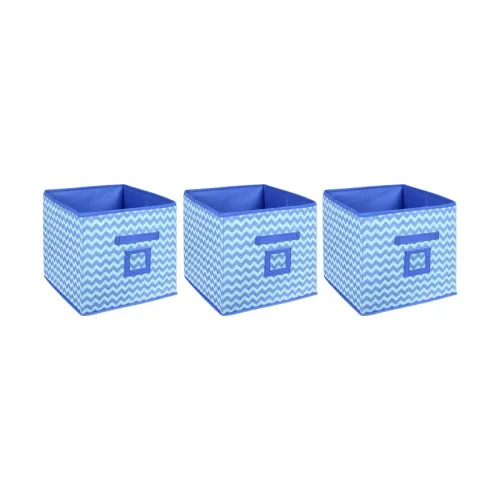 Image of Solimo Fabric Storage Box Set of 3 (Blue, Medium)