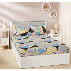 Solimo Mosaic King Size Bedsheet + 2 Pillow Covers