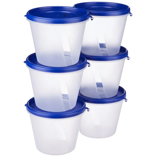 Image of Solimo Nestable & Stackable Polypropylene Container Set, Round, 1000 ml, Set of 6