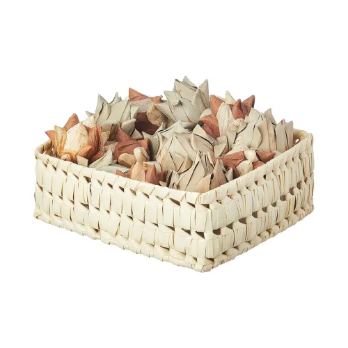 Image of Solimo Palm Basket with Natural & Dried Artichoke Bowl Fillers