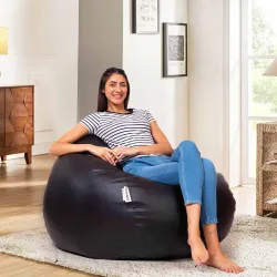 Solimo Premium Faux Leather Bean Bag Filled With Beans