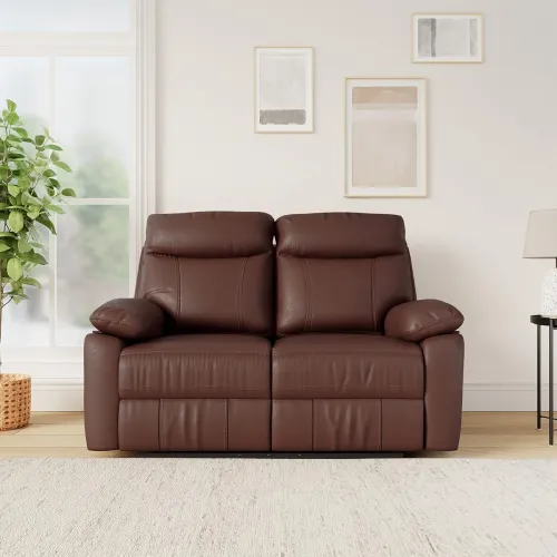 Image of Solimo Ranttila 2-Seater Recliner (Leatherette, Dark Brown)
