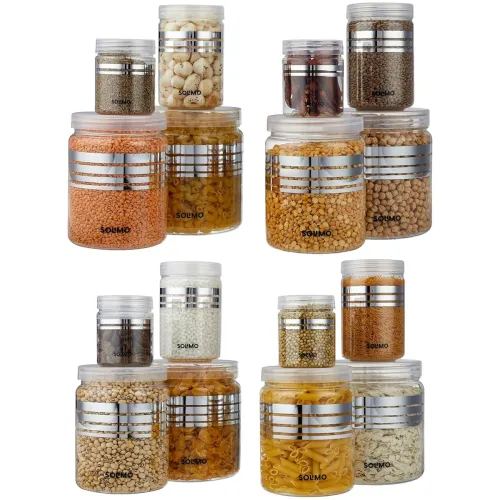 Image of Solimo - Silverline Set of 16 Jars with Plastic Cap