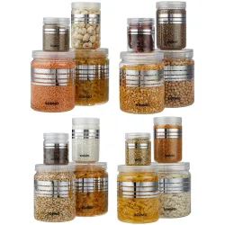 Solimo - Silverline Set of 16 Jars with Plastic Cap