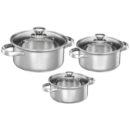 Image of Solimo Stainless Steel Casserole Set – 3 pcs