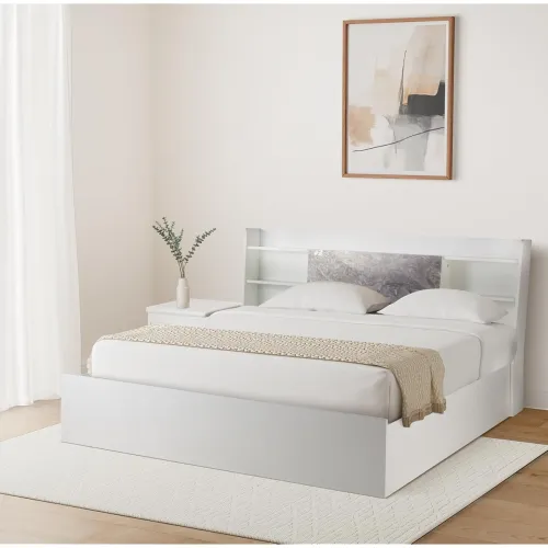 Image of Solimo Uno Queen Bed with Headboard & Box Storage