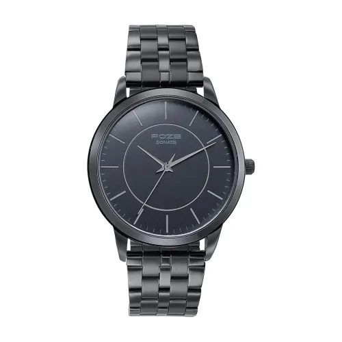 Image of Sonata Poze Analog Quartz Black Dial Watch for Men.