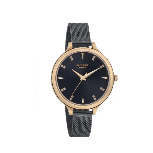 Image of Sonata Poze Quartz Analog Black Dial Metal Strap Watch for Women