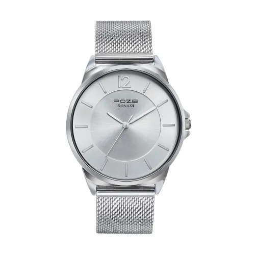 Image of Sonata Poze Quartz Silver Dial Silver Metal Strap for Men-SP70042SM01Sonata Poze Quartz Silver Dial Silver Metal Strap f
