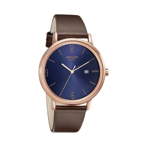 Image of Sonata Sleek Analog Blue Dial Men's Watch-NN7131WL03/NP7131WL03