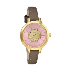 Sonata Unveil Quartz Leather Strap Watch (Women - 8141YL02)