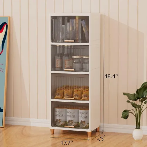 Image of SpaceOrganizer 3-Door Transparent Collapsible Wardrobe