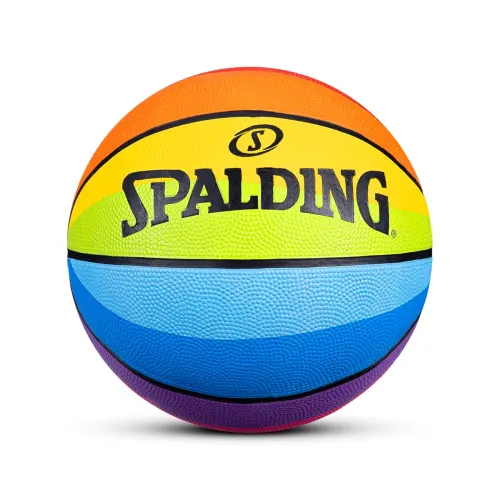 Image of Spalding Rubber NBA Marble Rainbow Basketball, Size 7 (White/Rainbow)