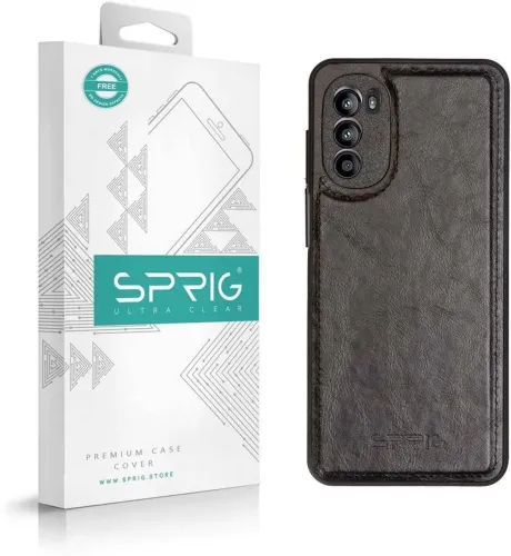 Image of Sprig Glossy Leather Back Cover for MOTOROLA g82 5G