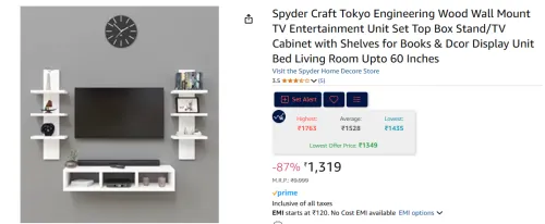 Image of Spyder Craft Tokyo Wall-Mount TV Unit