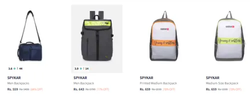 Image of SPYKAR Men Backpacks Starting At @₹559
