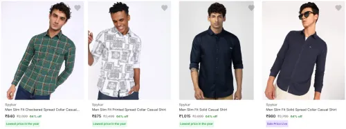 Image of Spykar Men's Casual Shirts at minimum 64% Discount