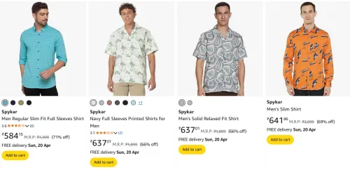 Image of Spykar Men's Shirt at minimum 65% Off