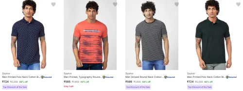 Image of Spykar Men's T Shirts at minimum 60% Discount