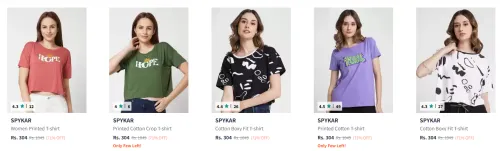 Image of SPYKAR Women Printed T-shirt Starting @ ₹304