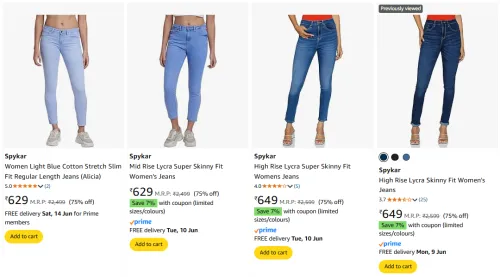 Image of Spykar Women's Jeans at Minimum 70% Off