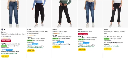 Image of Spykar Women's Fashion at minimum 70% Discount