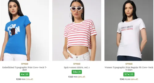Image of Spyker Women's T-shirt Starting @ ₹290