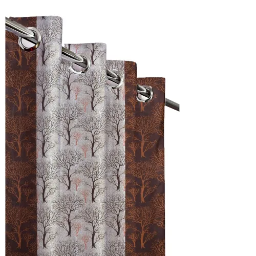 Image of STARNSTYLE Premium Polyester Eyelet Floral Door Curtains 7 feet Set of 1 Coffee Tree