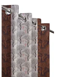 STARNSTYLE Premium Polyester Eyelet Floral Door Curtains 7 feet Set of 1 Coffee Tree