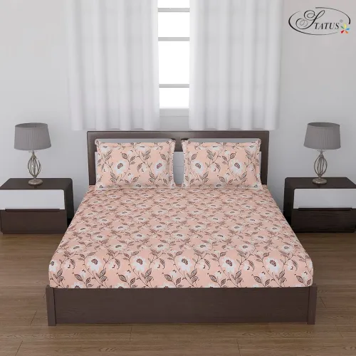 Image of Status Contract Cotton Rich Double Bedsheet with 2 Pillow