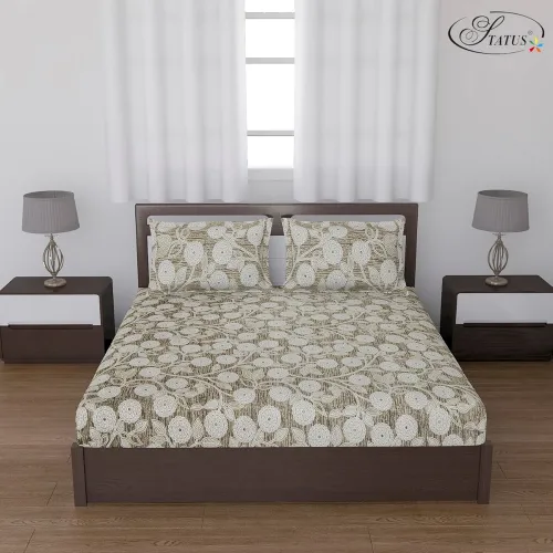 Image of Status Contract Cotton Rich Double Bedsheet with 2 Pillow Covers