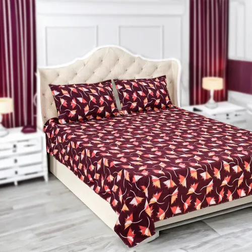 Image of Status Contract Spring Summer Collection-2024 Cotton Rich Double Bedsheet with 2 Pillow Covers