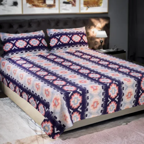 Image of Status Cotton Rich Double Bedsheet with 2 Pillow Covers, 120 GSM, 120 TC