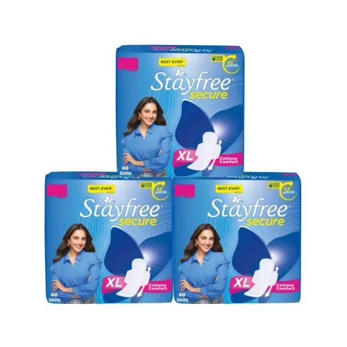 Image of Stayfree Secure xl | Combo packs 120 Pads | Cottony Soft Sanitary Pads for Women