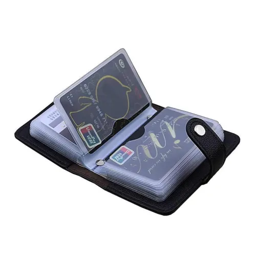 Image of Stealodeal Black 28 Slots Leather Debit/Credit/ATM Card Holder