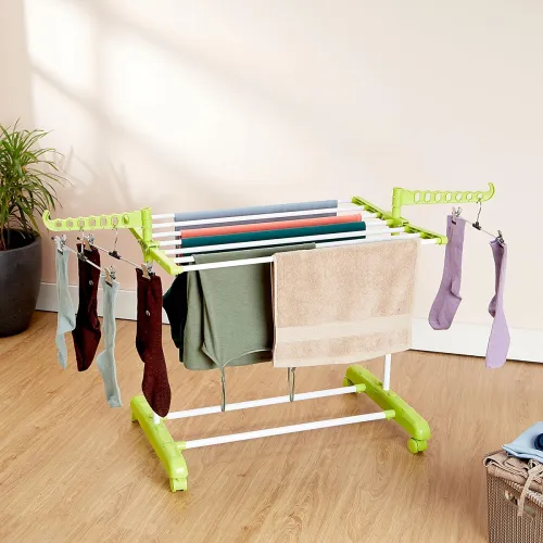 Image of Steel foldable clothes drying rack.