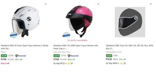 Image of Steelbird Face Helmet Upto 50% Discount