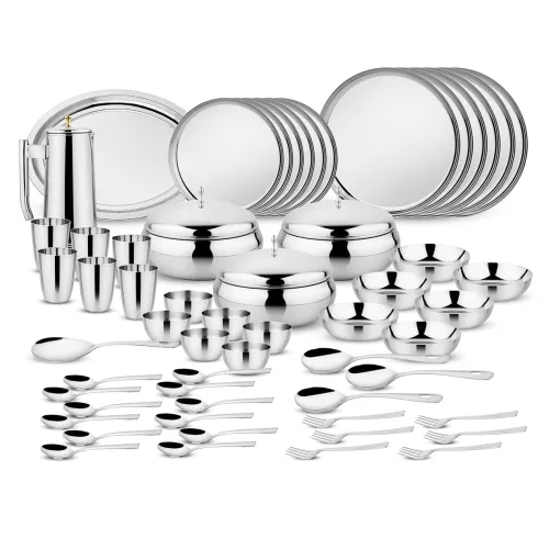 Image of Steelcraft Premium Stainless Steel Rajasahi Dinner Set 57 Pcs