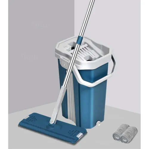 Image of STELLIX Moppers for Cleaning Floor| Mop Bucket for Home & Kitchen| Flat Mop with Telescopic Mopping Stick| Floor Cleaner