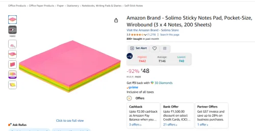 Image of Amazon Brand - Solimo Sticky Notes Pad
