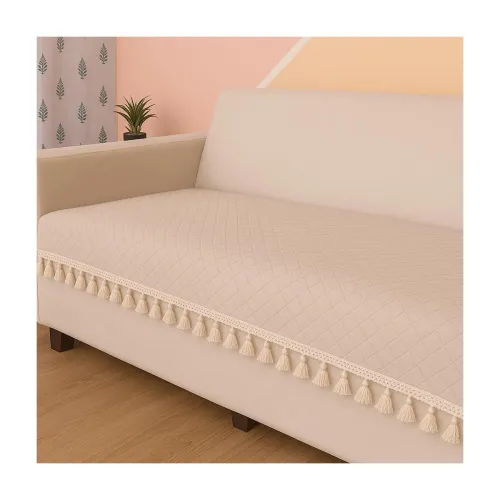 Image of STITCHNEST 3 Seater Quilted Velvet Sofa Cover