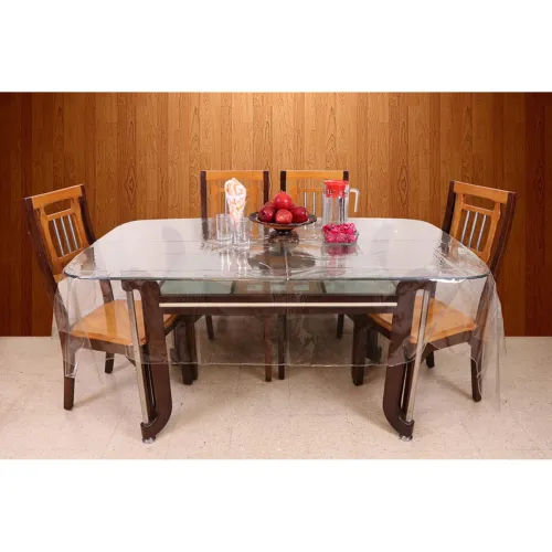 Image of STITCHNEST 4-Seater PVC Transparent Dining Table Cover (40x60inch, No Lace) 