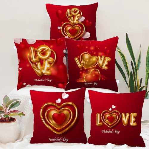 Image of STITCHNEST Jute Cushion Cover Set of 5 (16x16 Inches)